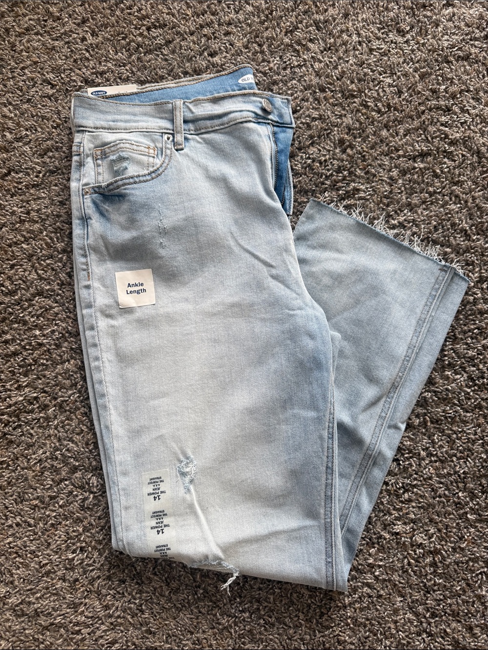 Old Navy Light Blue Ankle Jeans with Frayed Hem